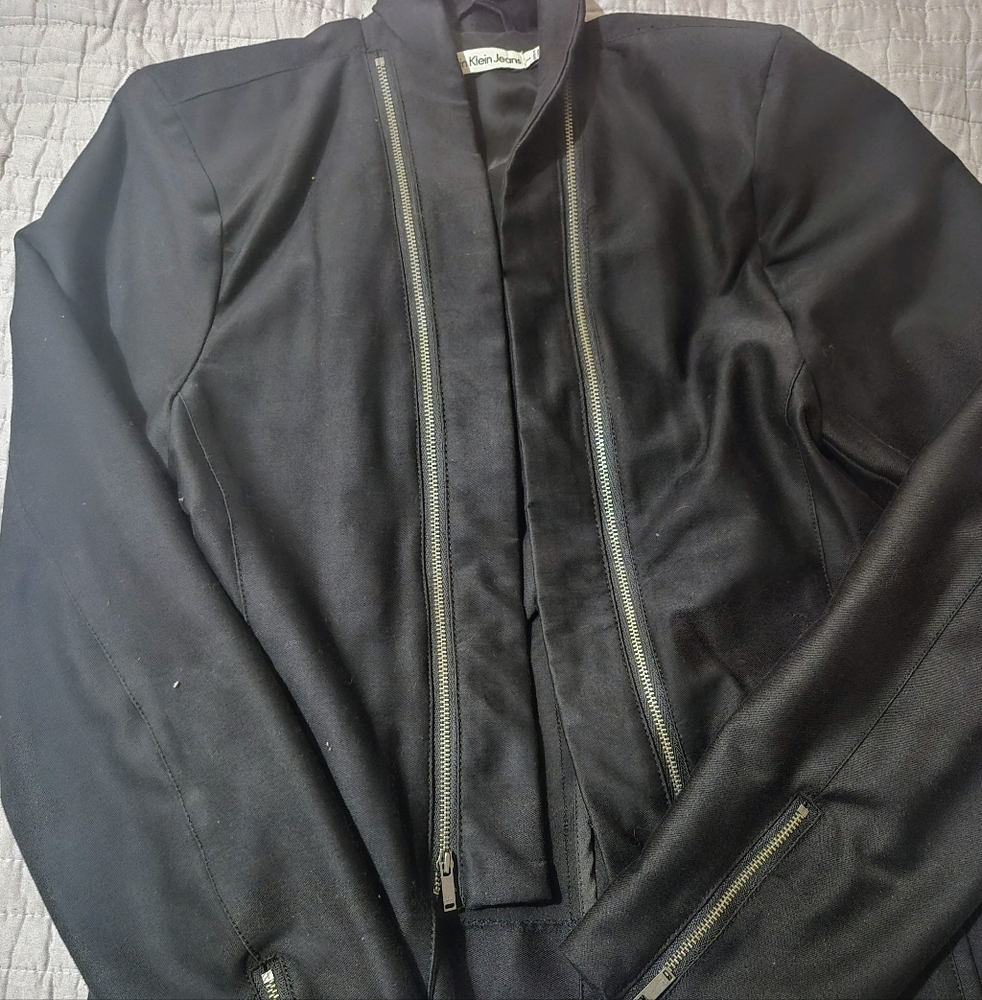 Calvin Klein Open-Front Topper Zipper Jacket Black